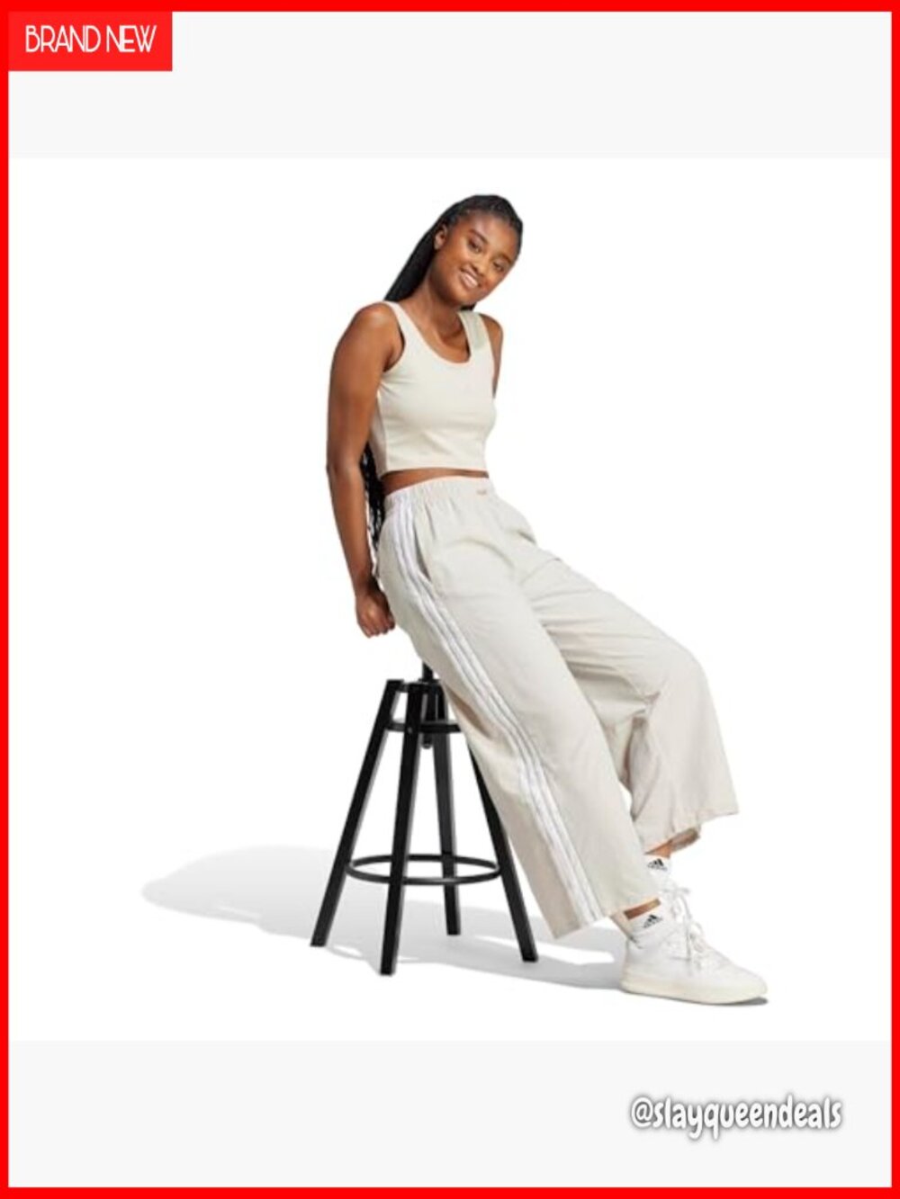 Loose Fit Wide Leg Track Pants with Drawcord Waist - Picture 2 of 3